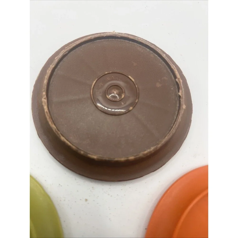4 Vintage 1970s Tupperware Harvest Coaster Coffee Cup Mug Lid Replacement (5)